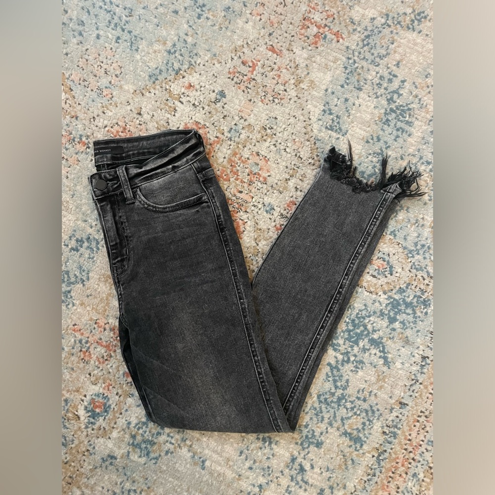 Flying Monkey Buckle High Rise Ankle Skinny Womens Black Jeans Size 25